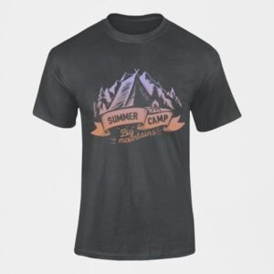 Black Short Sleeve T-Shirt with Summer Camp Print
